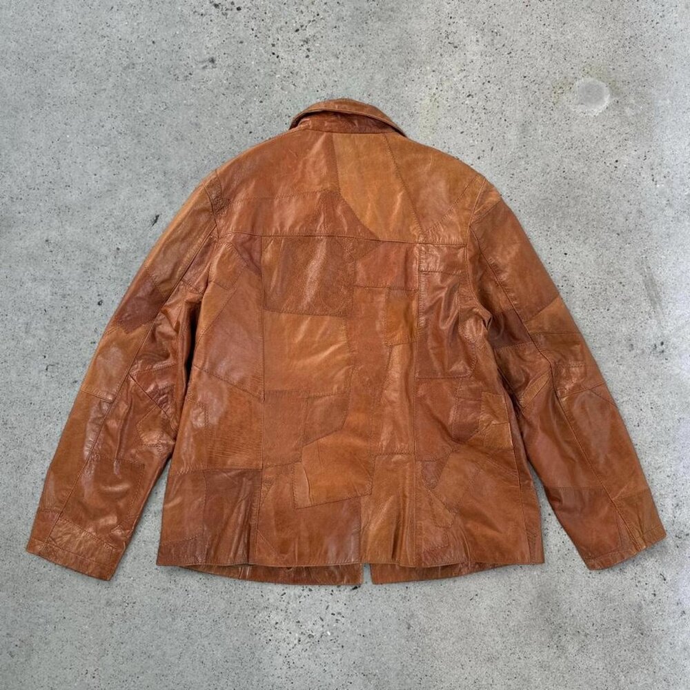 Vintage brown patchwork leather jacket - image 7